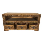 Indian Hand Carved Solid Wooden TV Unit 03